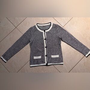 GAP Women's Blue and White Trim Cardigan